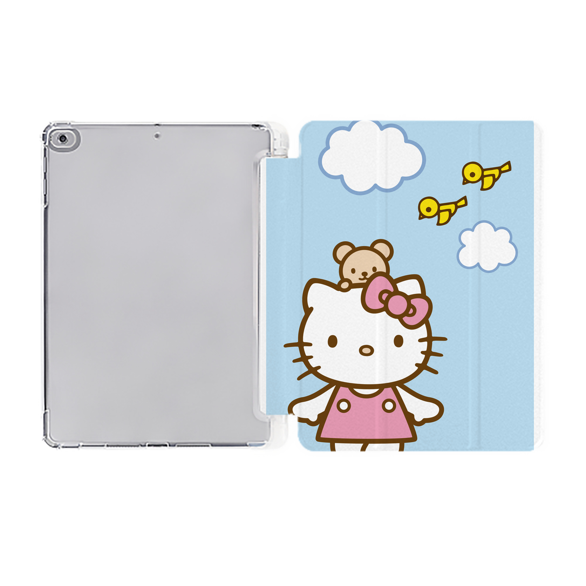 （画像用） Hello Kitty ハローキティ IPad ケース ペン収納付き 三つ折りスタンド PUレザー×シリコン 対応機種9.5/10.5/10.9インチ